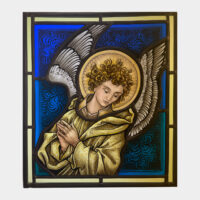 Betender Engel Blau Damast, ca.29x33 cm 280,- €