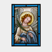 Engel mit Palmzweig, blau,ca.23x 33 cm 185,-